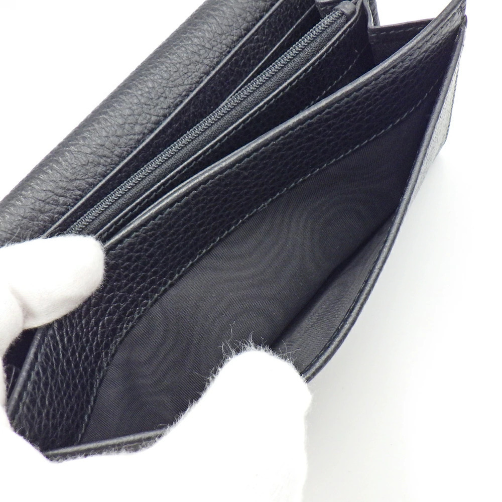 Gucci Double G Continental Wallet Bi fold Long Black Leather
